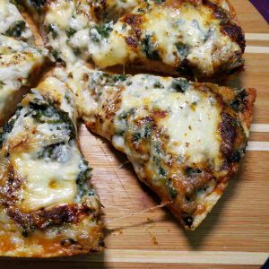 Cast Iron Pizza with Kale and Hot Farmers' Cheese