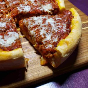 Deep Dish Pizza with Fresh Tomato and Oyster Mushrooms