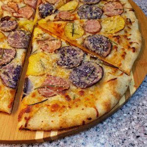 Mixed potato pizza with rosemary
