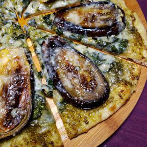 Pizza with Eggplant and Kale