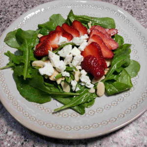 Arugula Salad with Strawberries, Chevre and Almonds