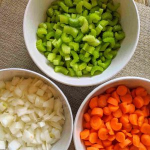 mire poix - onions, carrots and celery