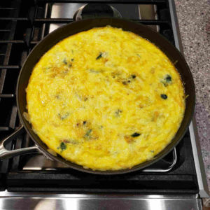 About 20 minutes later, the frittata is ready.
