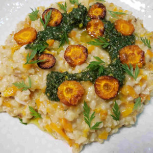 Roasted Carrot Risotto with Carrot Top Pesto