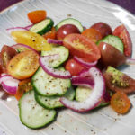 No Oil Tomato, Cucumber and Red Onion Salad