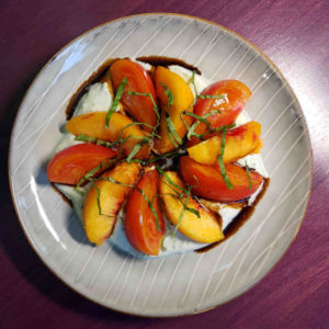 Peach and Tomato Salad on Whipped Basil Ricotta