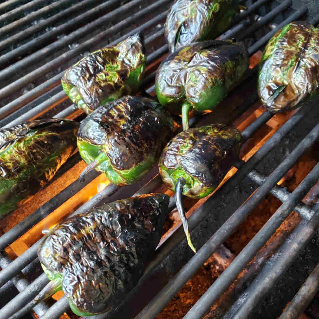 Rick BaylessGrilled Chiles Rellenos with Creamy Grilled Vegetables