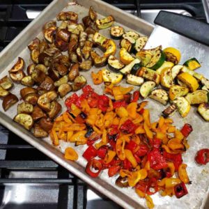 Roasted eggplant, sweet peppers and summer squash
