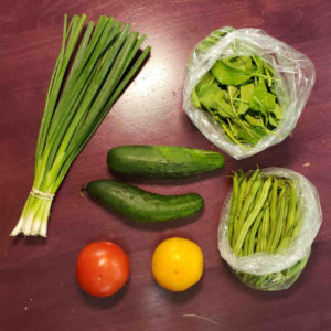 CSA 2021, Week 21 - Tomatoes, Green Beans, Cucumbers, Arugula and Scallions