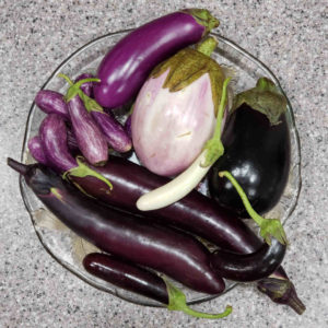 Bowl of Various Eggplant Varieties