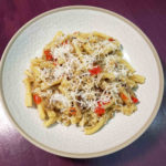 Pasta with Savory Melted Eggplant and Sweet Peppers