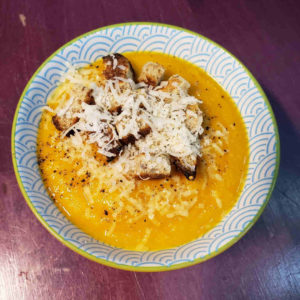 Cream of Butternut Squash Soup with House Croutons, Parmesan and Black Pepper