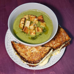 Cream of Carrot Top Soup with Grilled Cheese