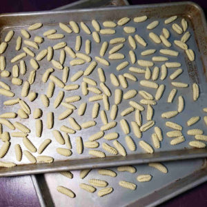 After shaping and before cooking, keep your pasta pieces separated to avoid sticking.